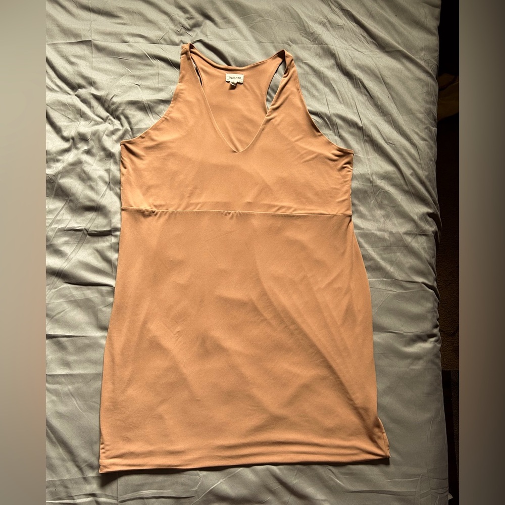 OPEN EDIT nude body con Racerback v-neck dress. Size 3x